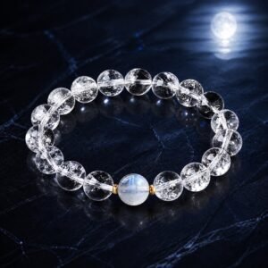 Moonlight Clarity Clear Quartz & Moonstone Bracelet - 8 mm