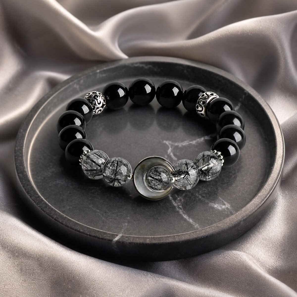 Moonlit Yin Yang Couple Crystal Bracelet Set