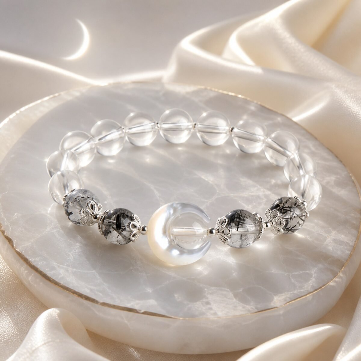 Moonlit Yin Yang Couple Crystal Bracelet Set