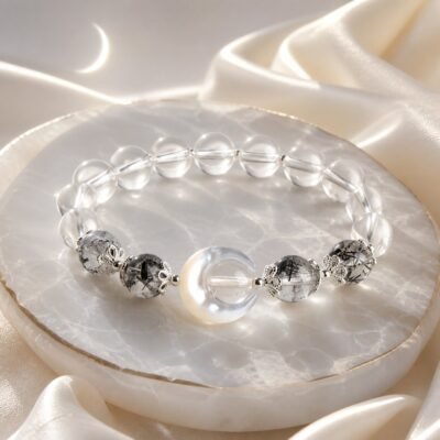 Moonlit Yin Yang Couple Crystal Bracelet Set