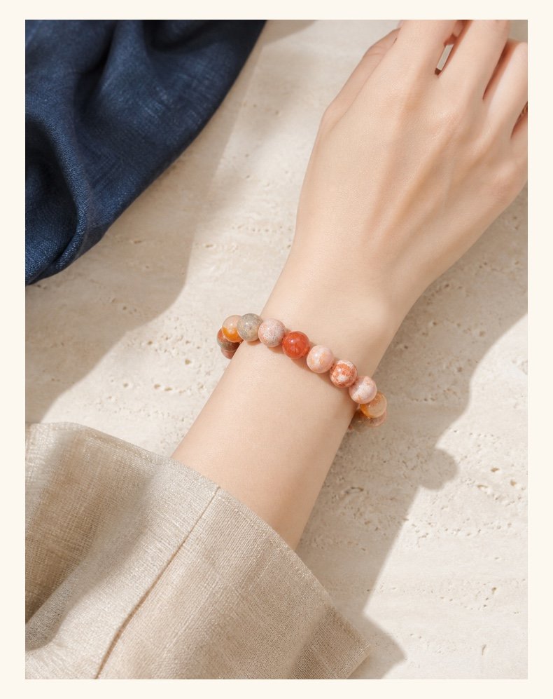 Natural Coral Jade Bead Bracelet