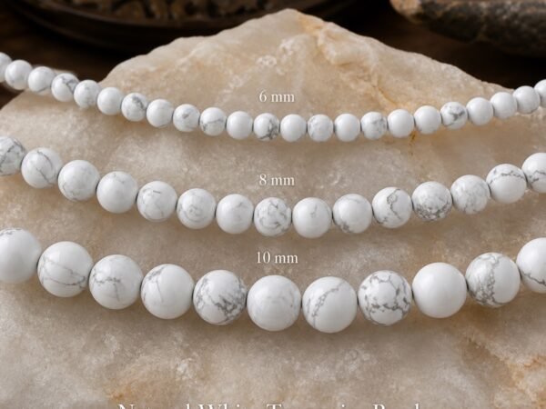 Premium Natural White Turquoise Beads for DIY Mala Making