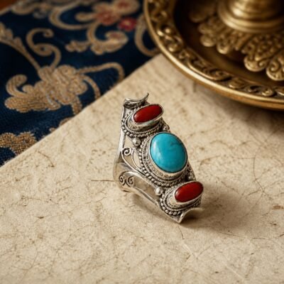 nepalese-coral-tone-heritage-ring-01 Himalayan Coral Heritage Ring
