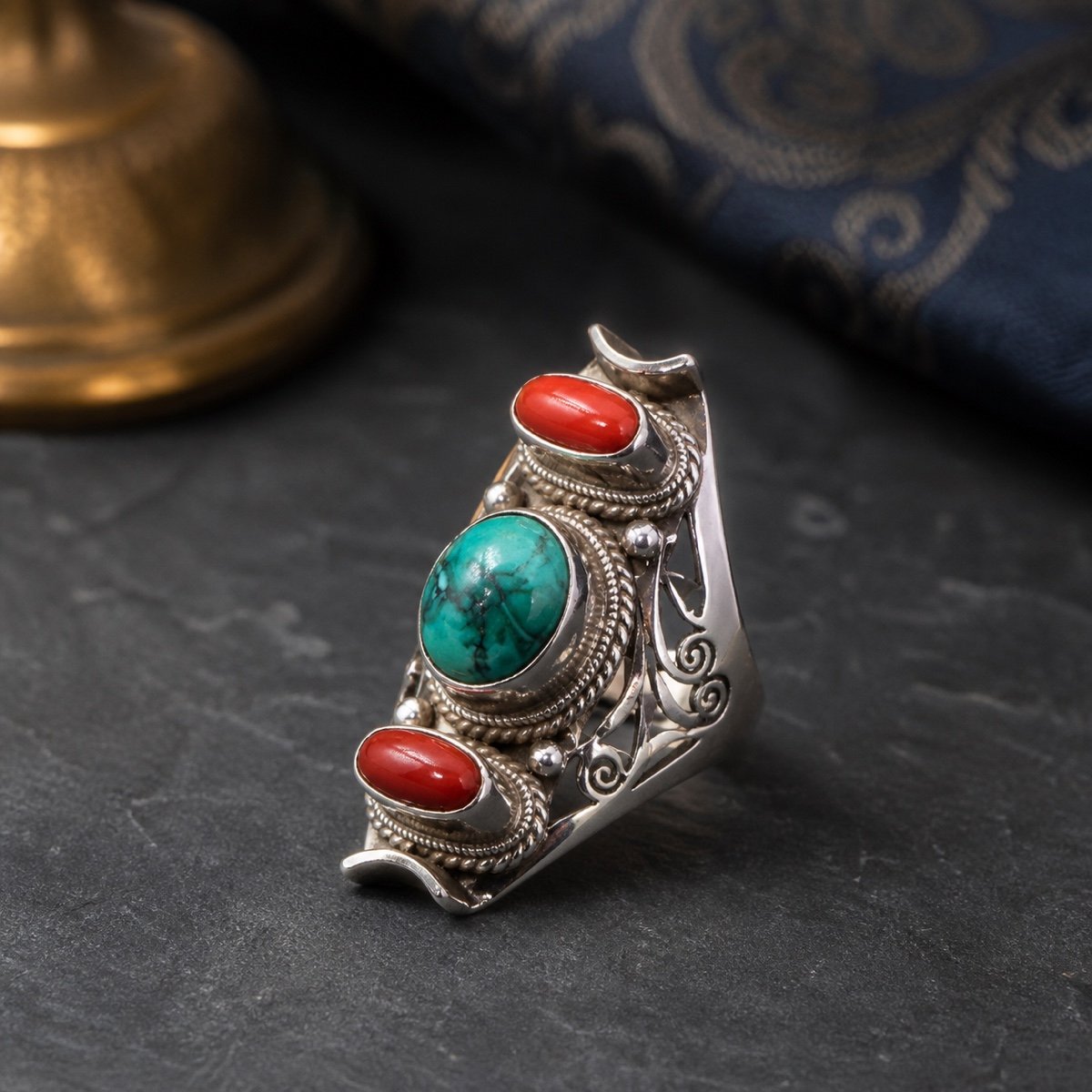 nepalese-coral-tone-heritage-ring-11 Himalayan Coral Heritage Ring