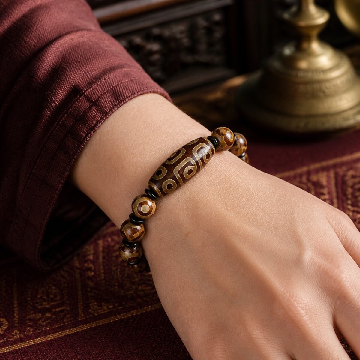 Nine-Eye Tibetan Dzi Guardian Bracelet
