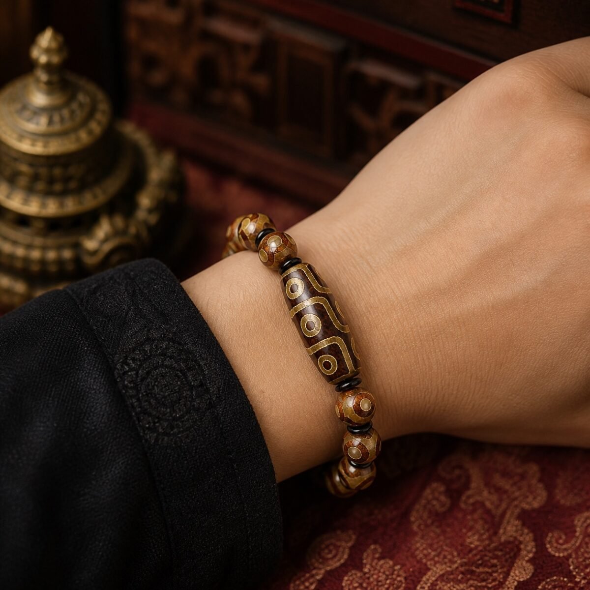 Nine-Eye Tibetan Dzi Guardian Bracelet