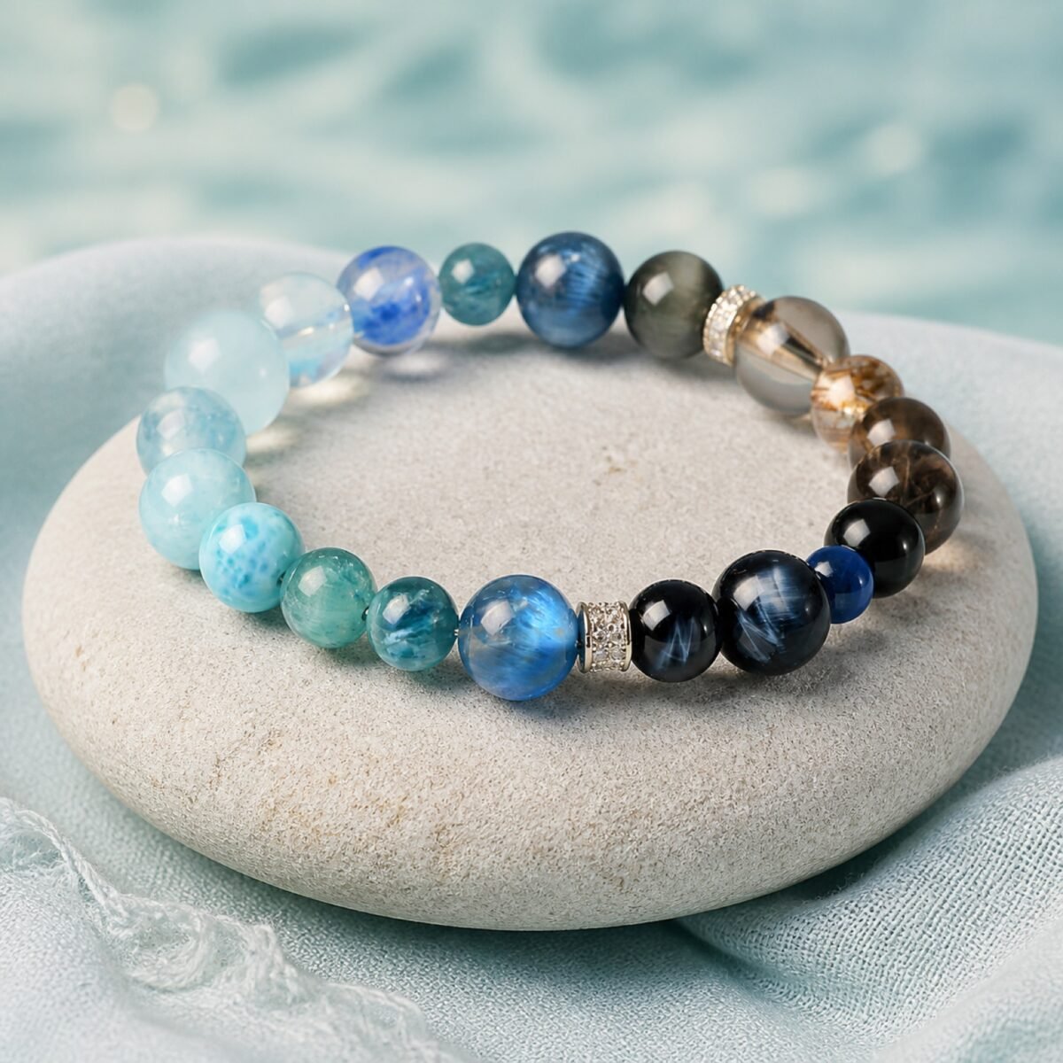 Ocean Calm Aquamarine & Blue Tiger Eye Bracelet