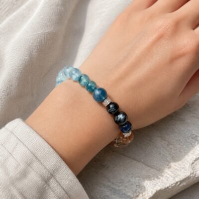 Ocean Calm Aquamarine & Blue Tiger Eye Bracelet