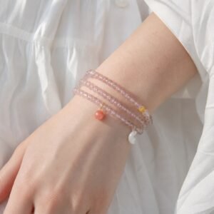 Peach Blossom Love & Charm Convertible Wrap Bracelet Necklace - 14 cm