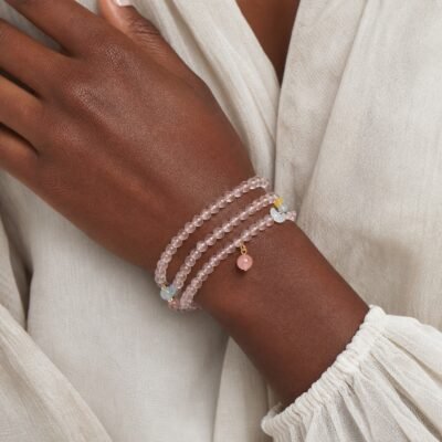 Peach Blossom Love & Charm Convertible Wrap Bracelet Necklace