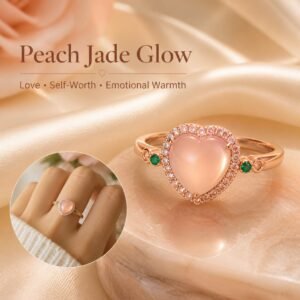 Peach Jade Heart Glow Ring