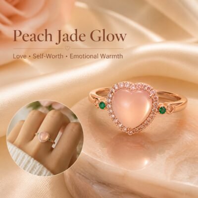 Peach Jade Heart Glow Ring