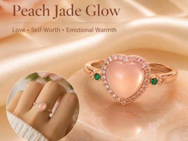 Peach Jade Heart Glow Ring