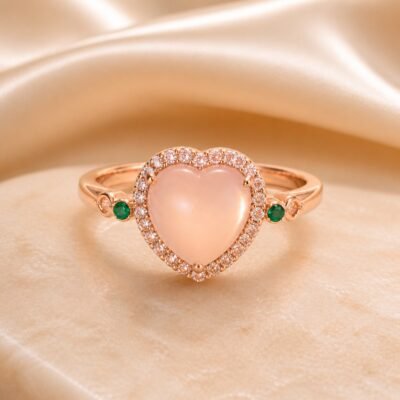 Peach Jade Heart Glow Ring