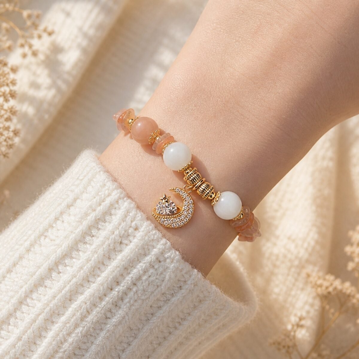 Peach Moonstone Moon Princess Bracelet