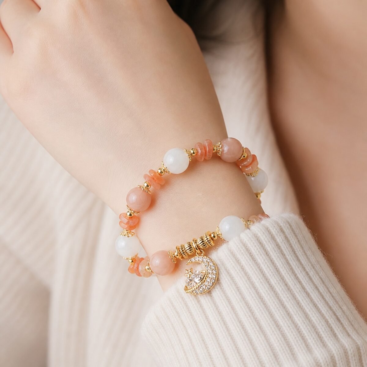 Peach Moonstone Moon Princess Bracelet