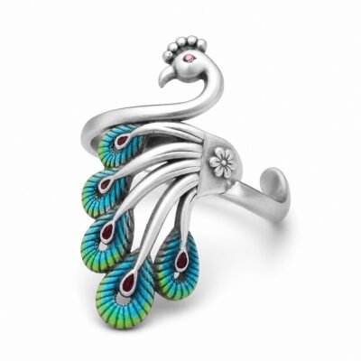 Peacock Grace Adjustable Premium Silver Ring