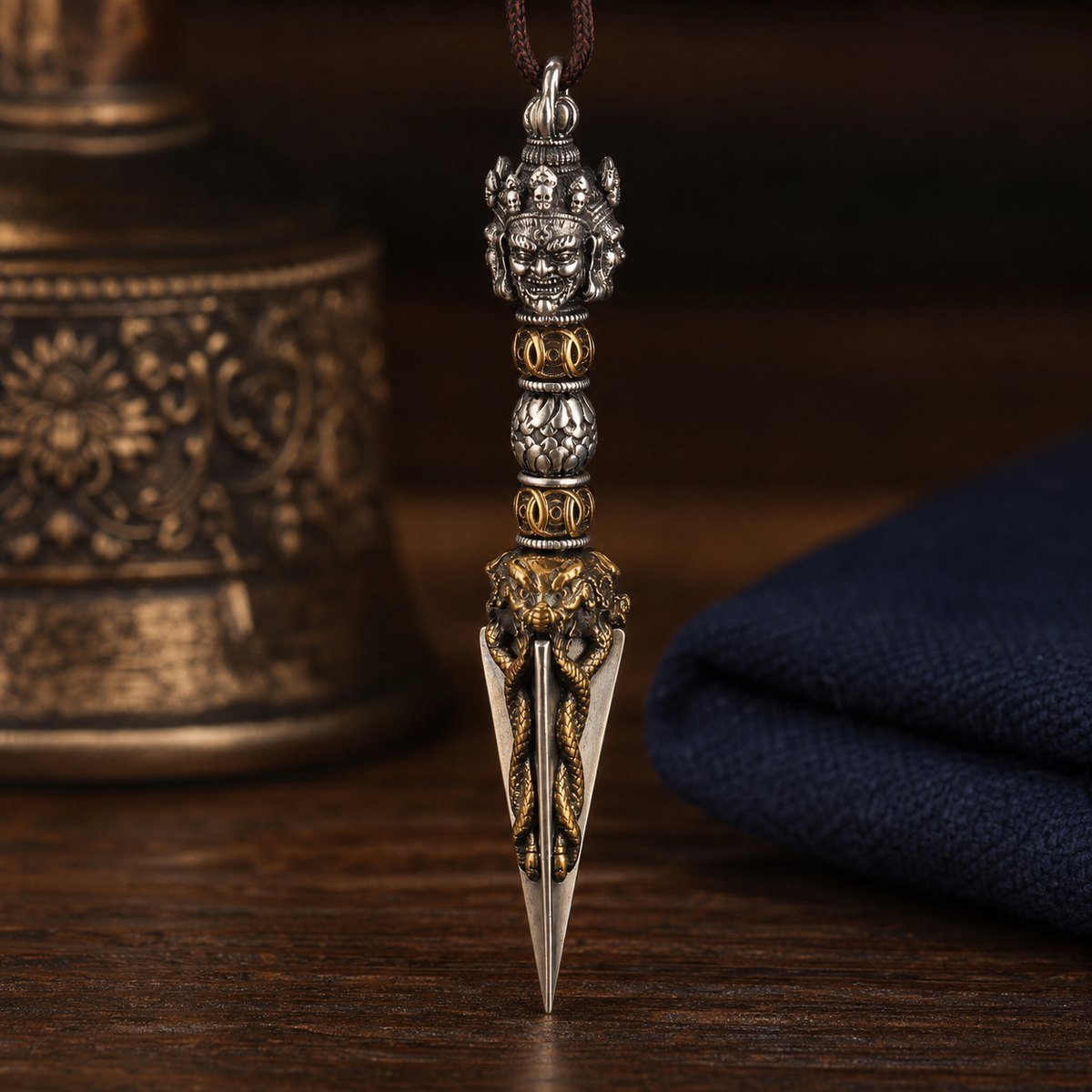 Tibetan Phurba Protection Amulet Necklace