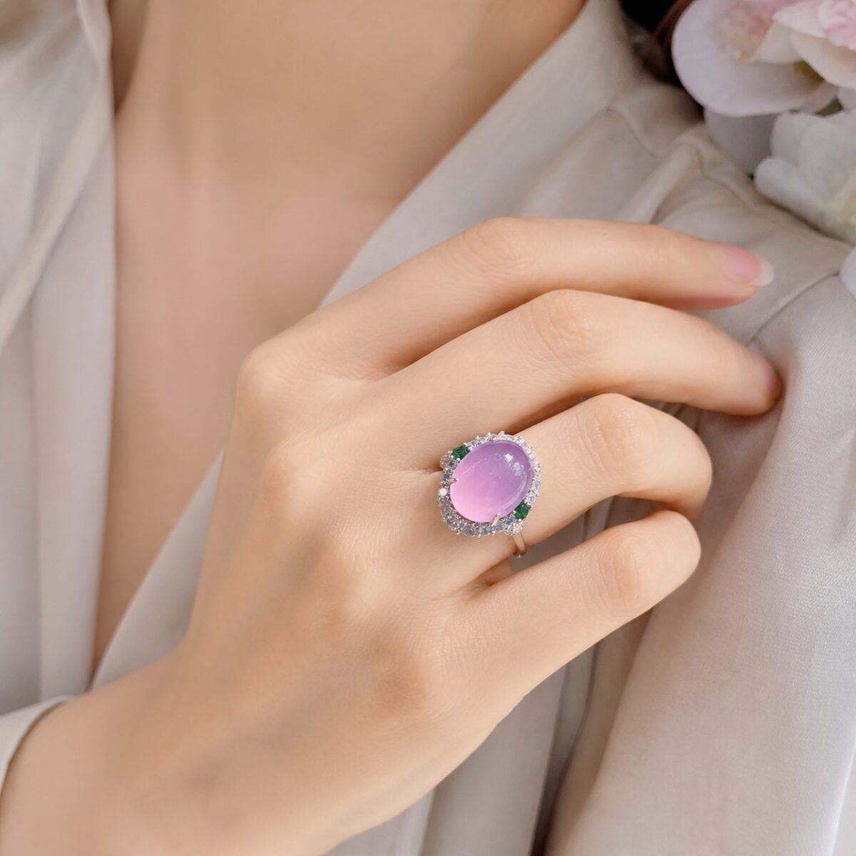 Pink Jade Love Ring