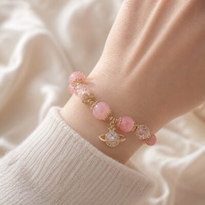 pink-planet-rose-quartz-star-bracelet-04-white-wrist Pink Planet Rose Quartz Star Bracelet