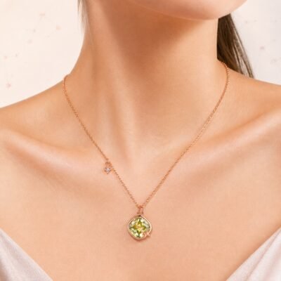 Pisces Rose Gold Crystal Zodiac Necklace
