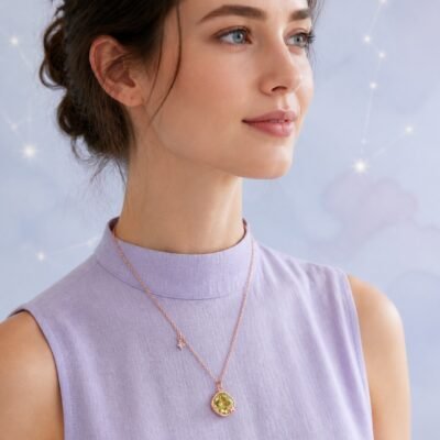 Pisces Rose Gold Crystal Zodiac Necklace