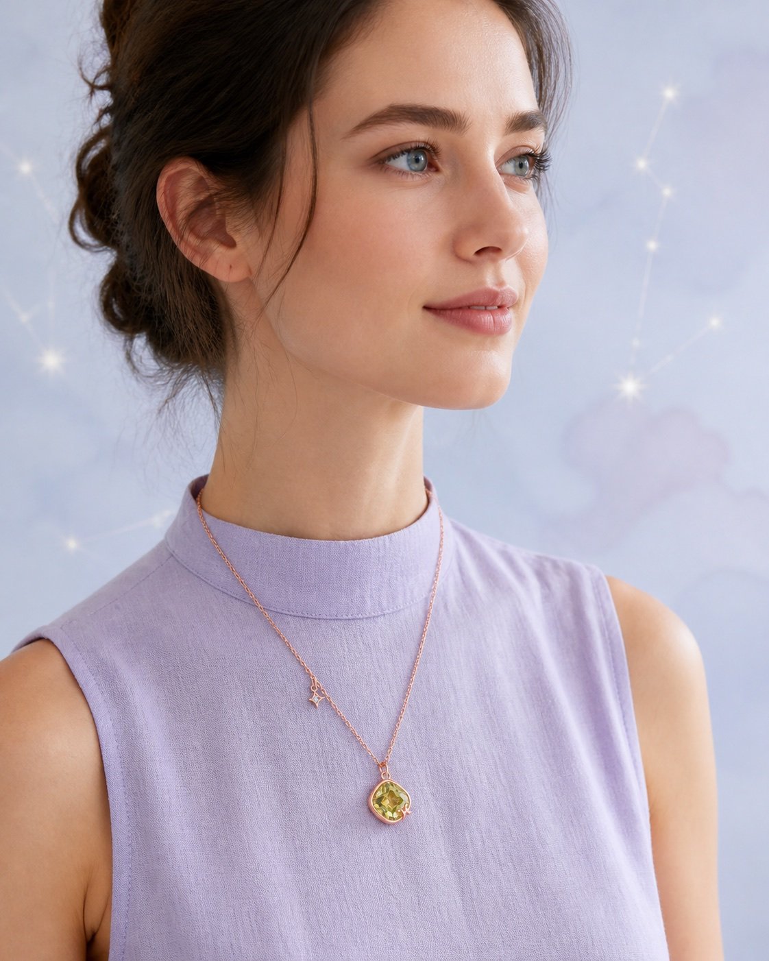 Pisces Rose Gold Crystal Zodiac Necklace