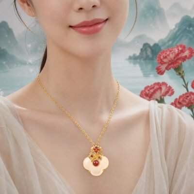 Pisces Eastern Zodiac Guardian Flower Goddess Necklace – Carnation