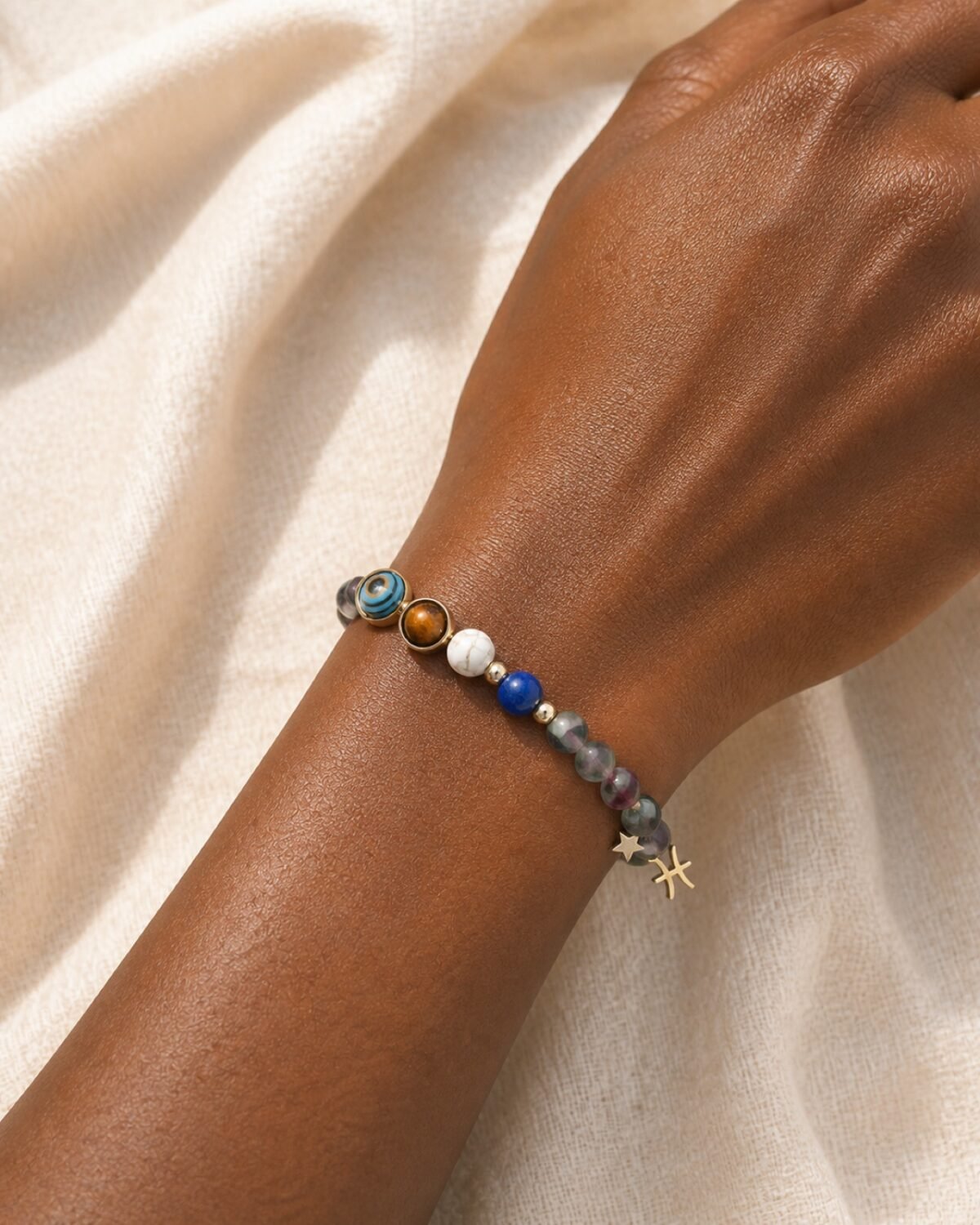 Pisces Celestial Light Planetary Bead Bracelet