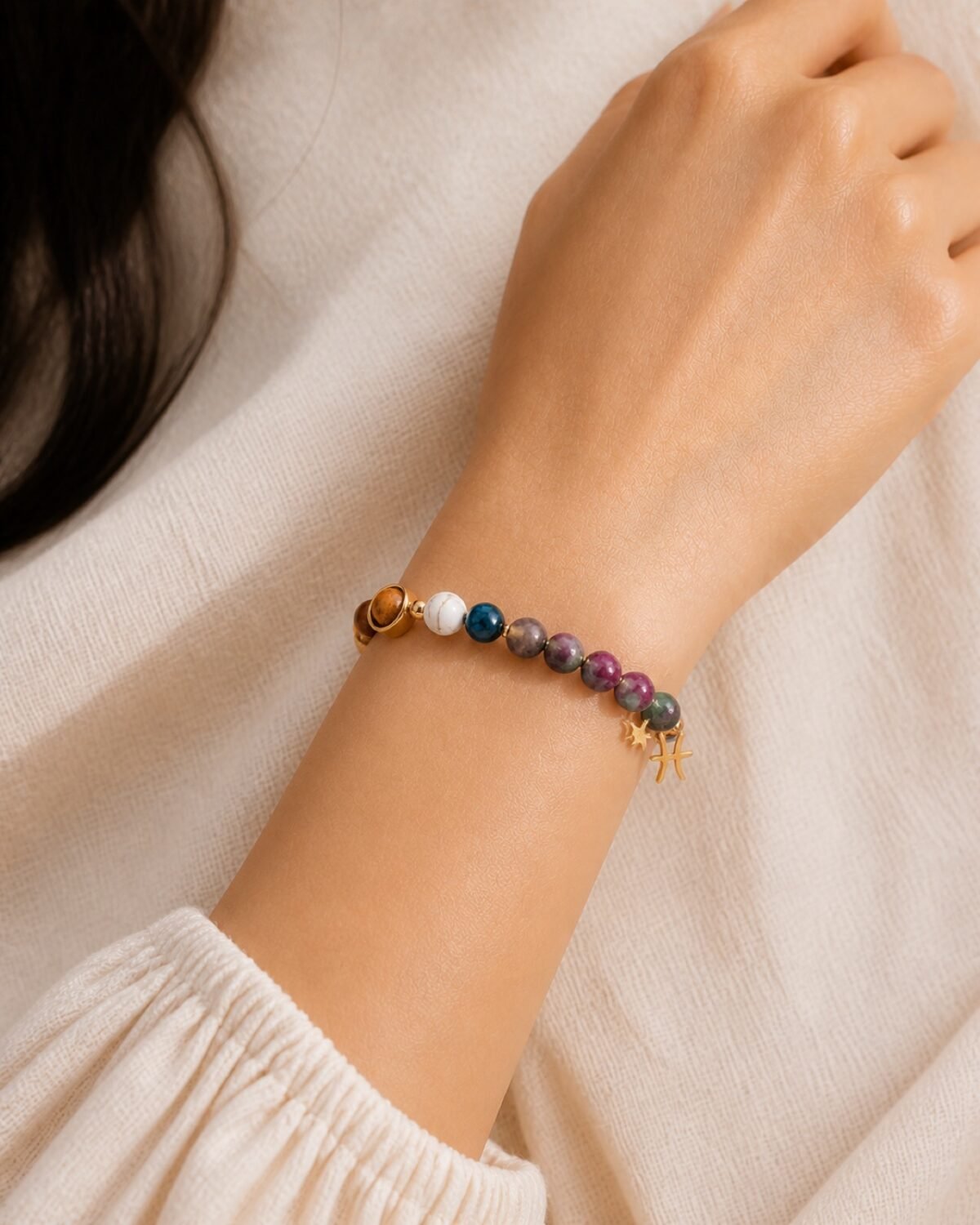 Pisces Celestial Light Planetary Bead Bracelet