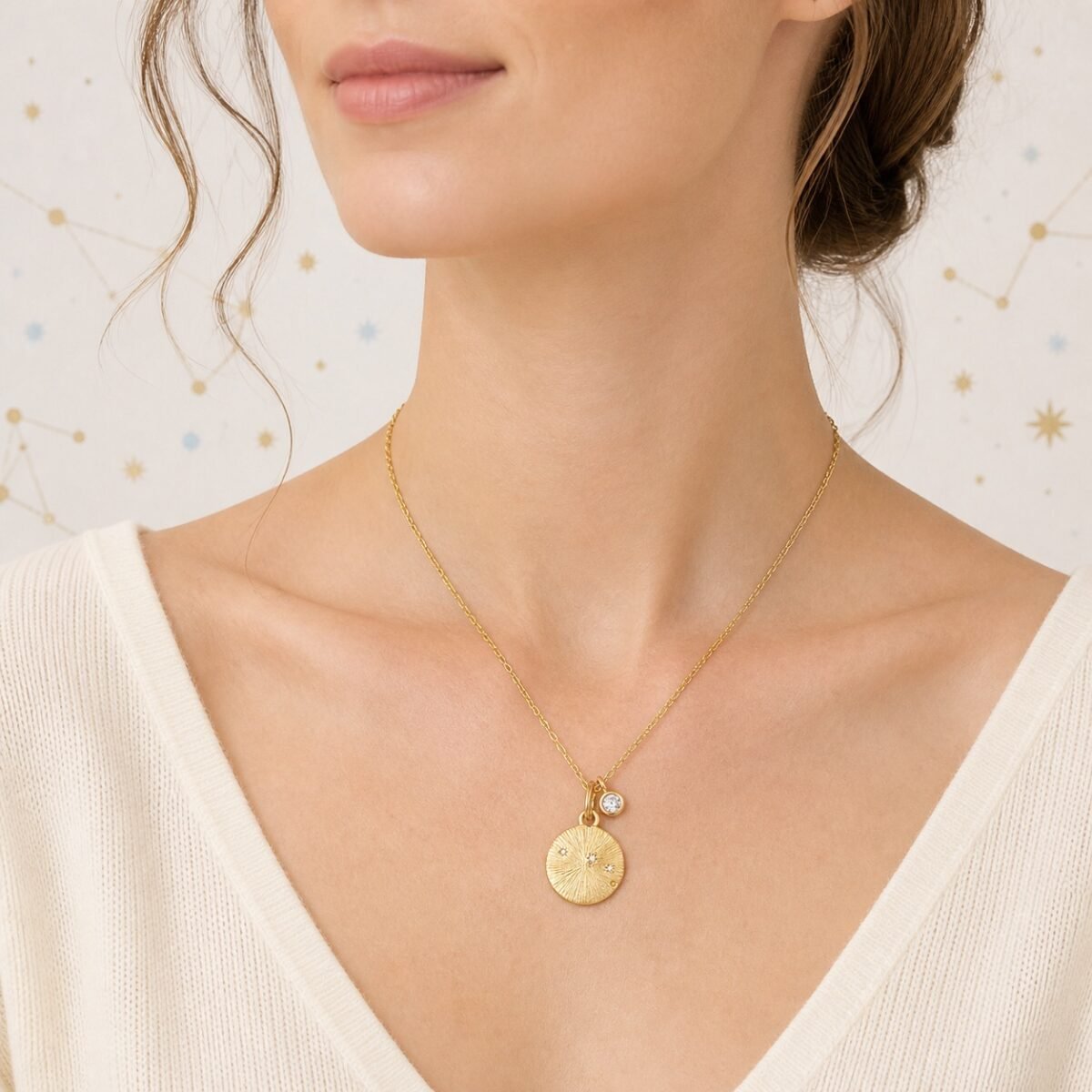 Pisces Gold Constellation Medallion Necklace