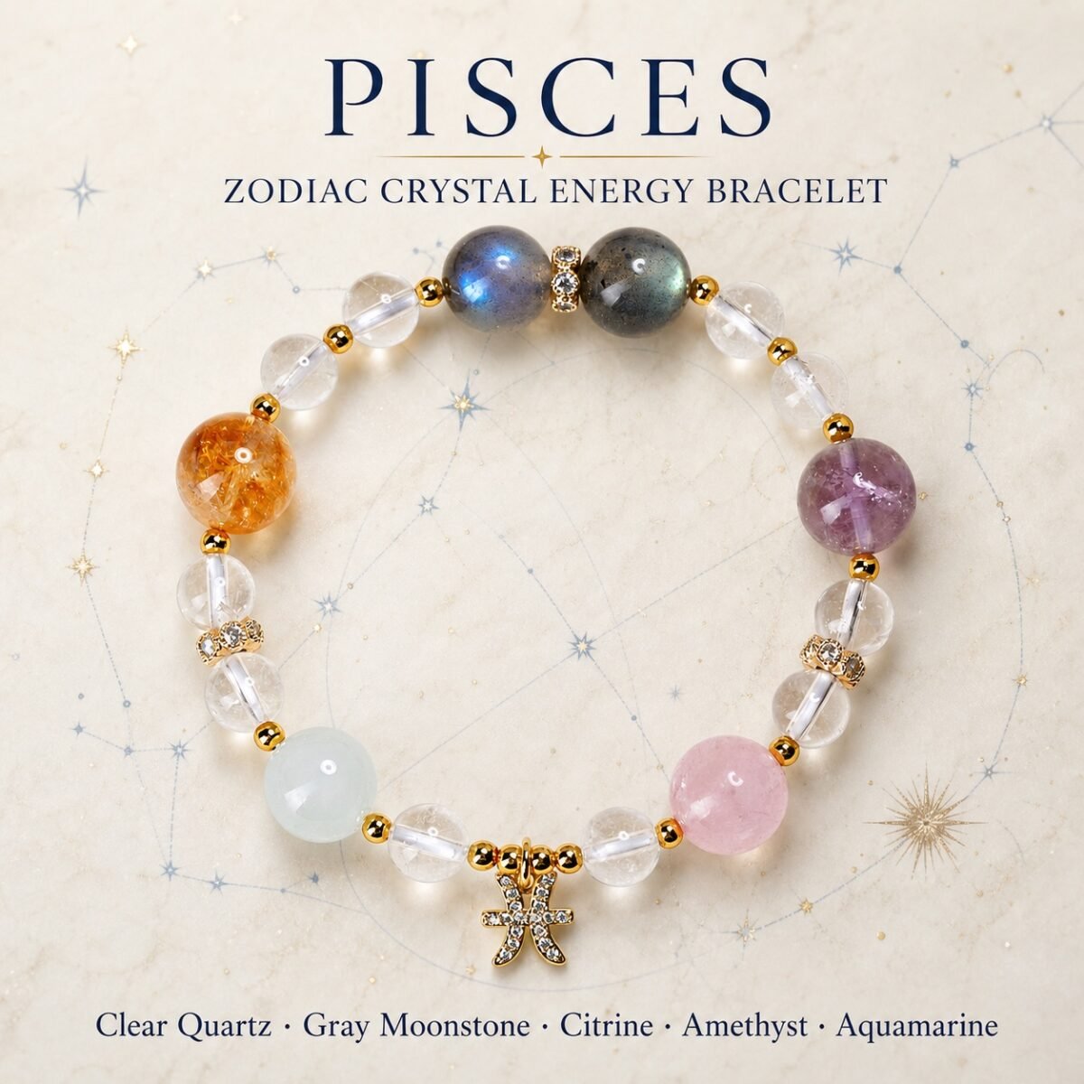 Pisces Ocean Dream Zodiac Crystal Bracelet