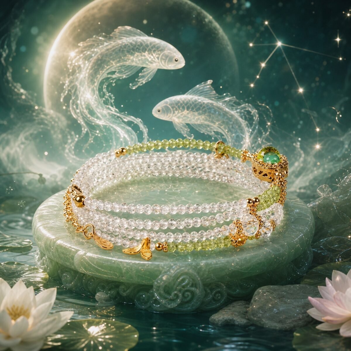 Pisces Elemental Zodiac Crystal Wrap Bracelet