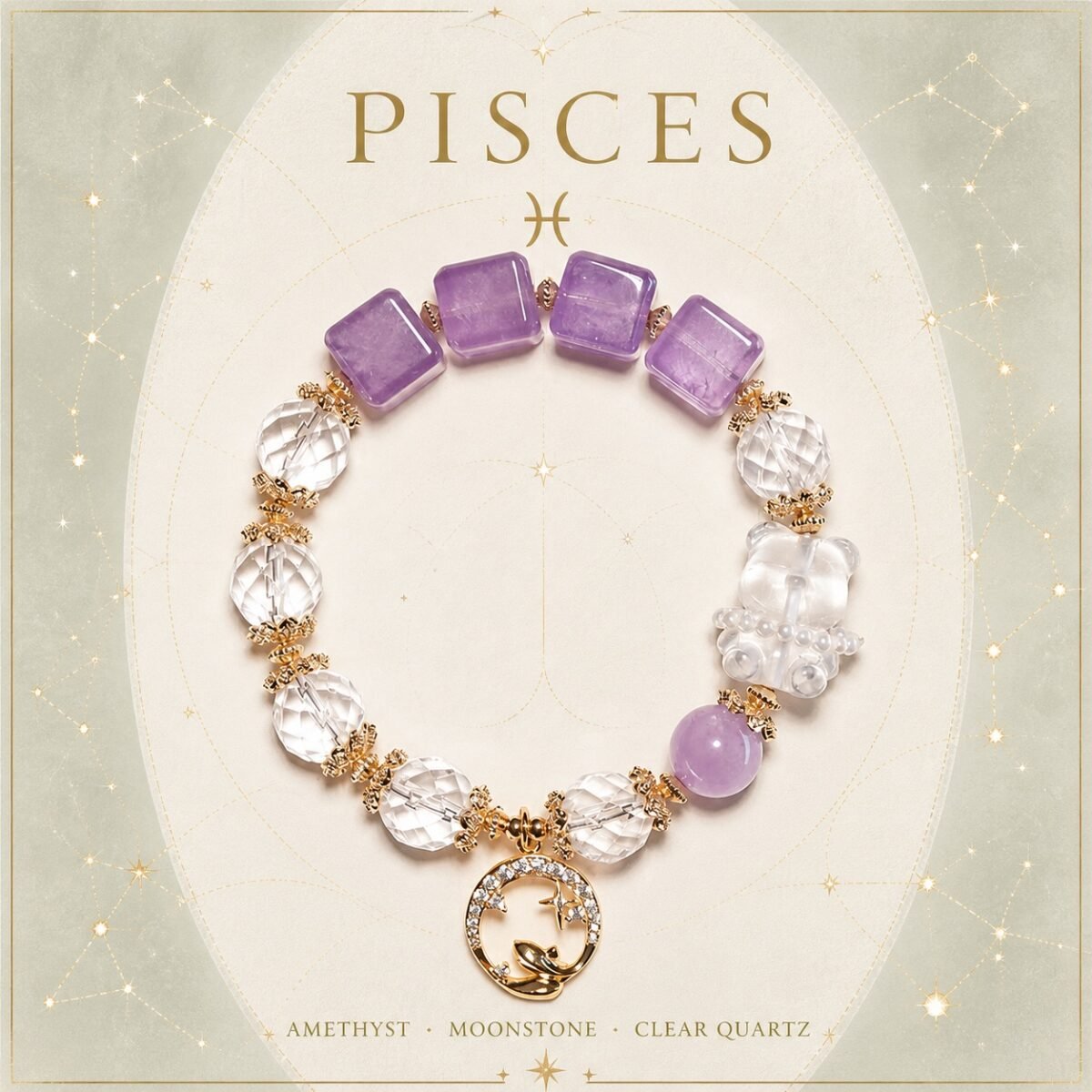 Pisces Zodiac Crystal Talisman Bracelet