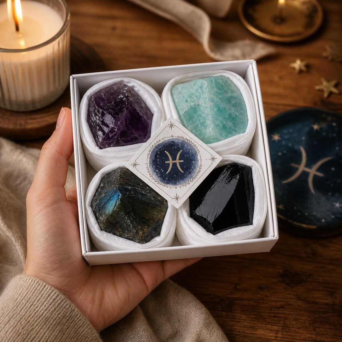 Pisces Four Raw Crystal Gift Set