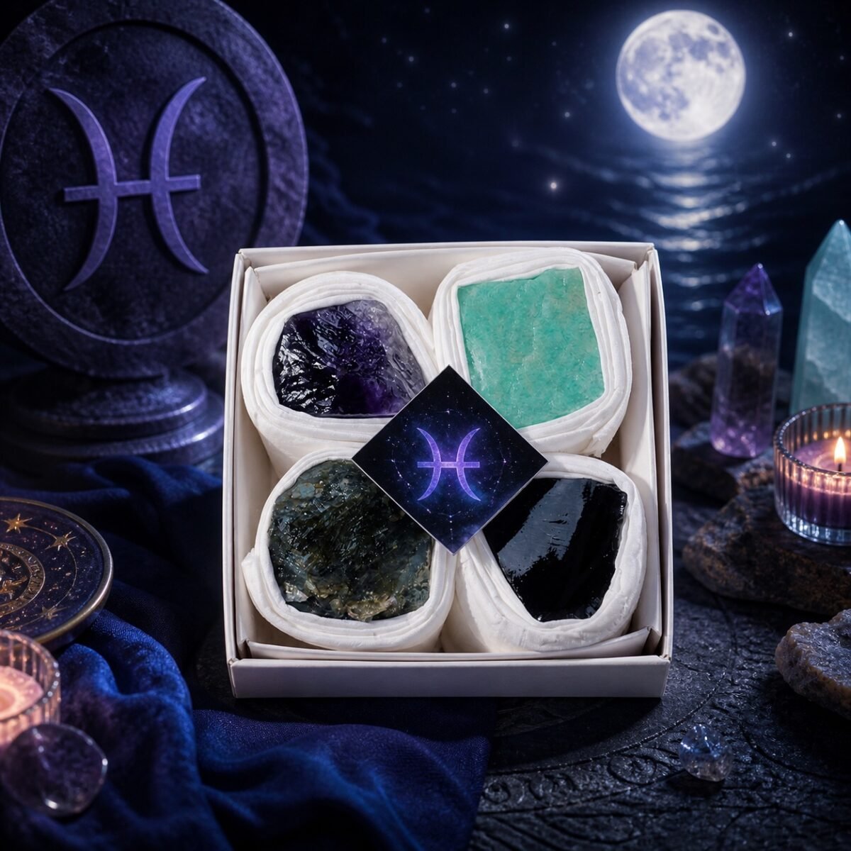 Pisces Four Raw Crystal Gift Set