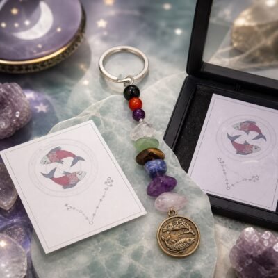 Pisces Seven Chakra Crystal Keychain Gift Set