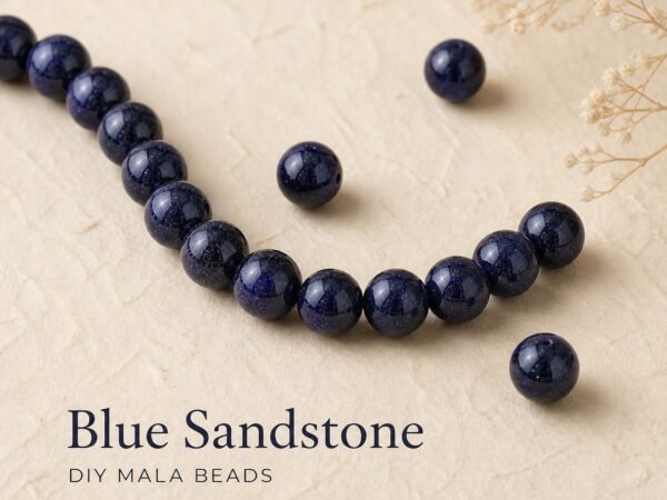 premium-blue-sandstone-loose-beads-diy-mala-text-main Premium Blue Sandstone Loose Beads for DIY Mala