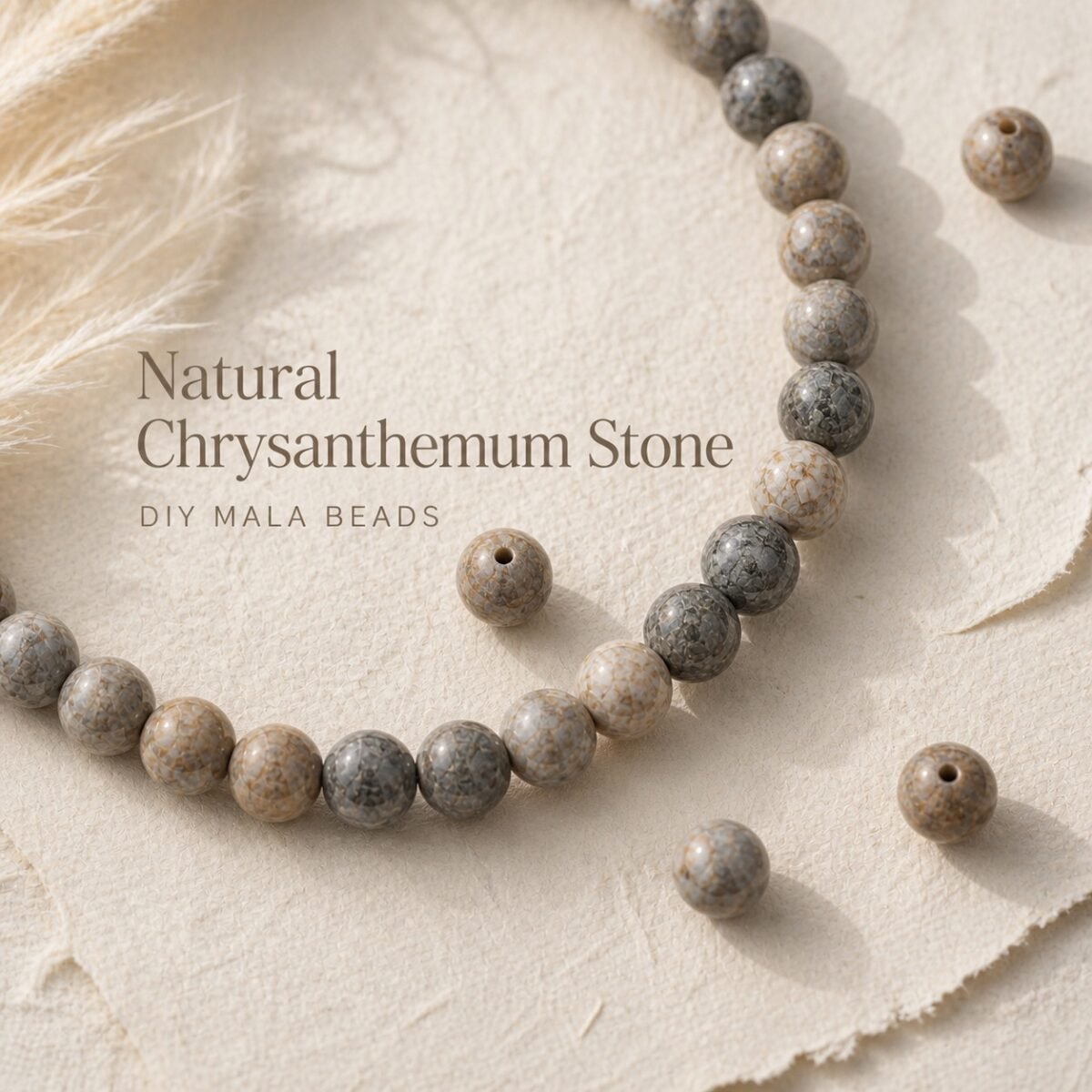 Premium Natural Chrysanthemum Stone Loose Beads for DIY Mala