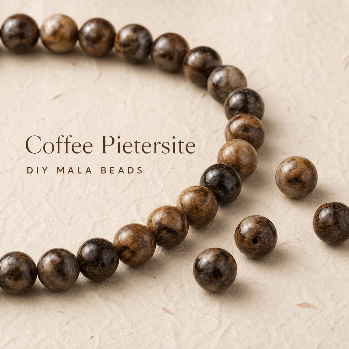 Premium Coffee Pietersite Loose Beads for DIY Mala