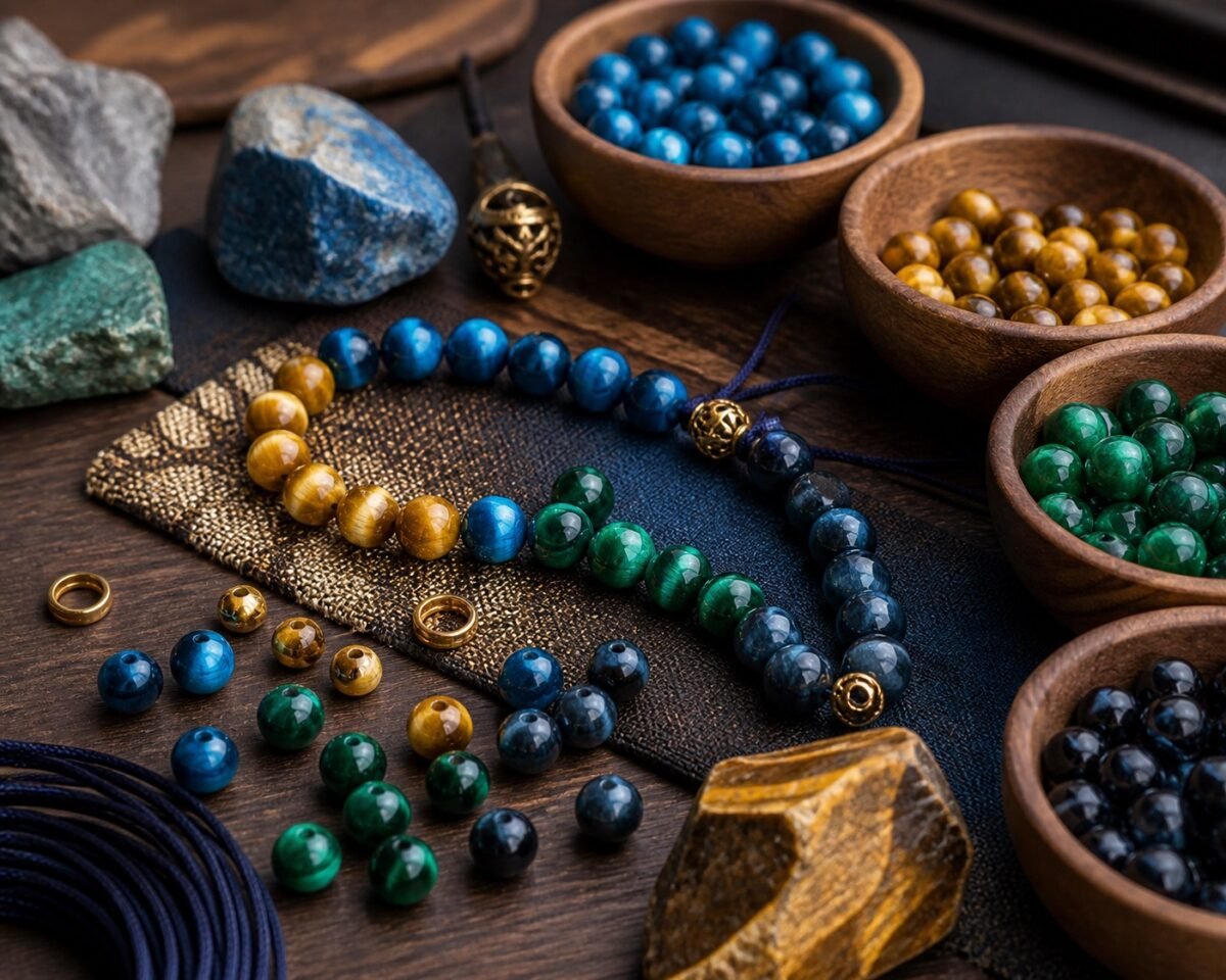 Premium Color-Enhanced Tiger Eye Loose Beads for DIY Mala