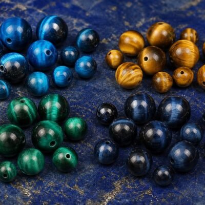 Premium Color-Enhanced Tiger Eye Loose Beads for DIY Mala