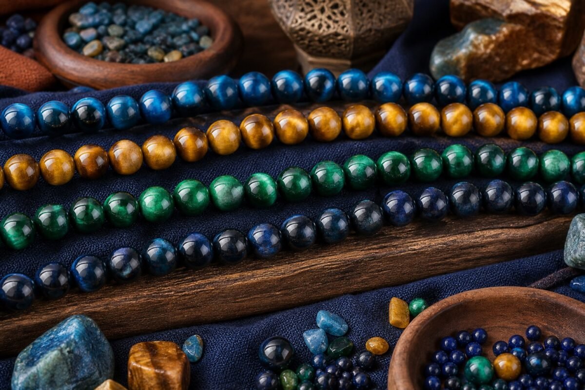 Premium Color-Enhanced Tiger Eye Loose Beads for DIY Mala
