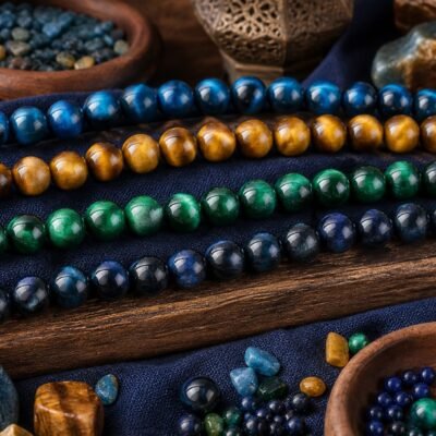 Premium Color-Enhanced Tiger Eye Loose Beads for DIY Mala