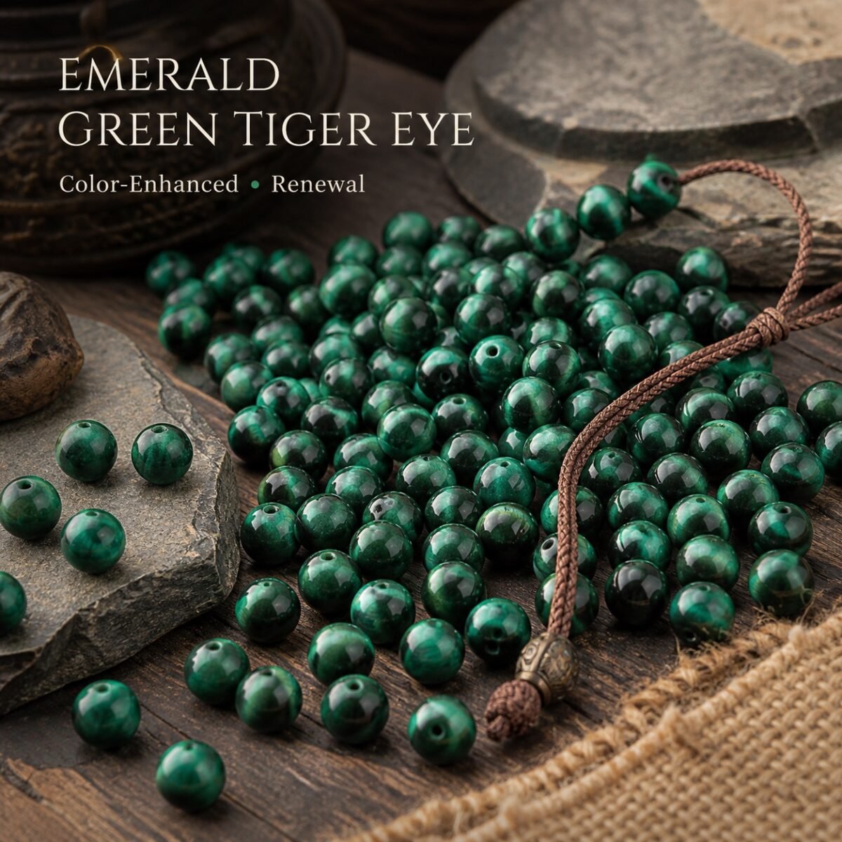 Premium Color-Enhanced Tiger Eye Loose Beads for DIY Mala