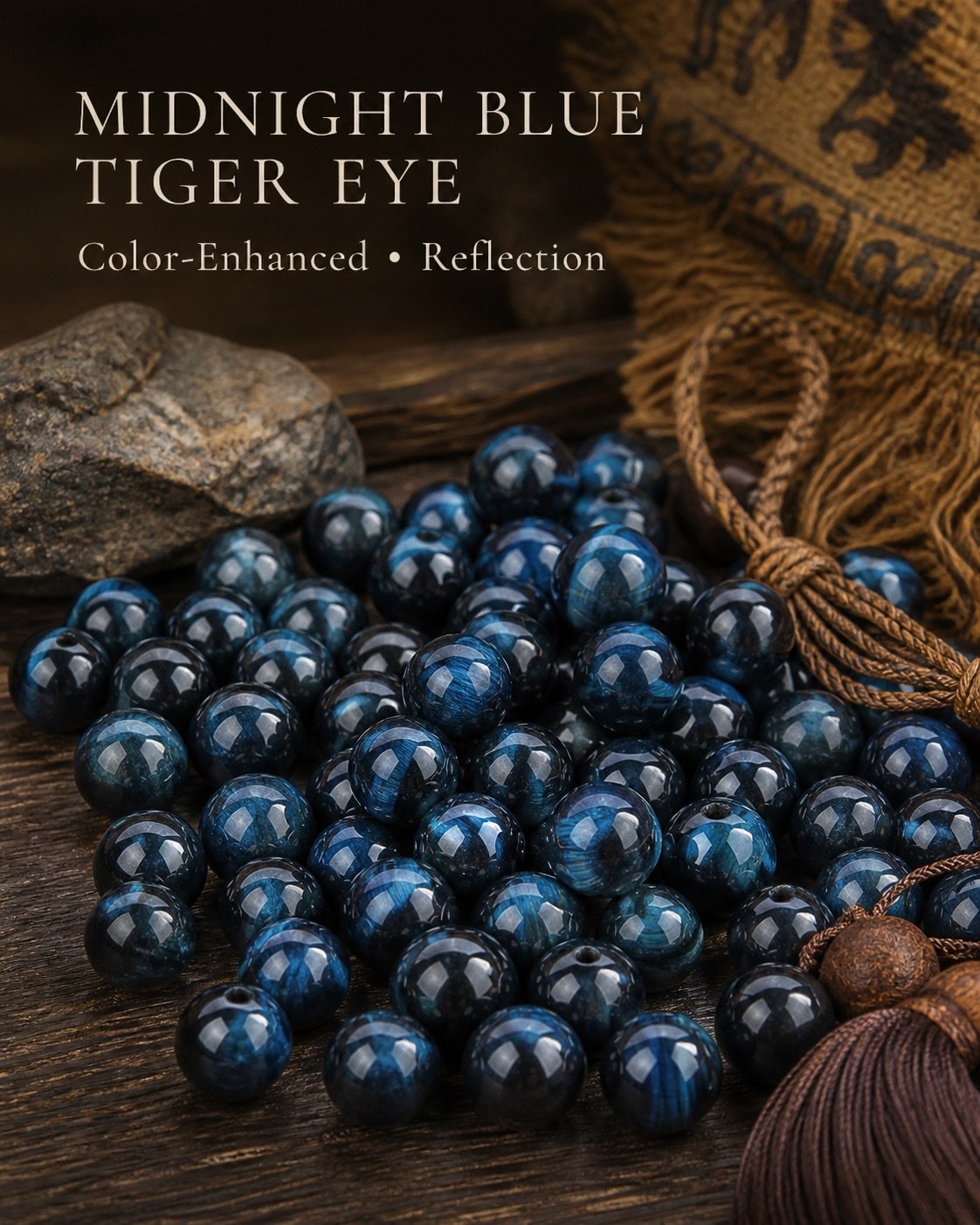Premium Color-Enhanced Tiger Eye Loose Beads for DIY Mala