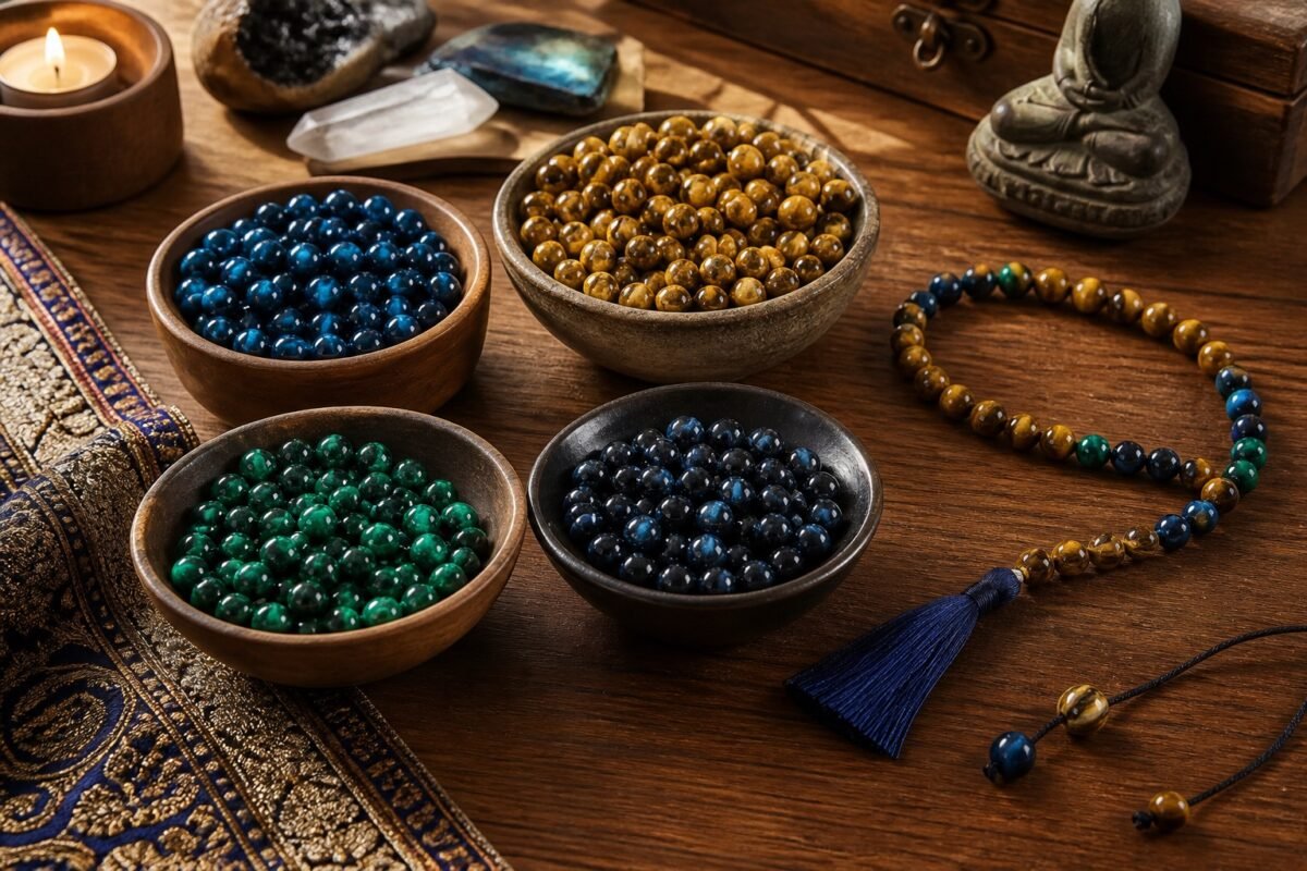 Premium Color-Enhanced Tiger Eye Loose Beads for DIY Mala