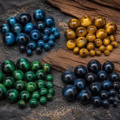 Premium Color-Enhanced Tiger Eye Loose Beads for DIY Mala