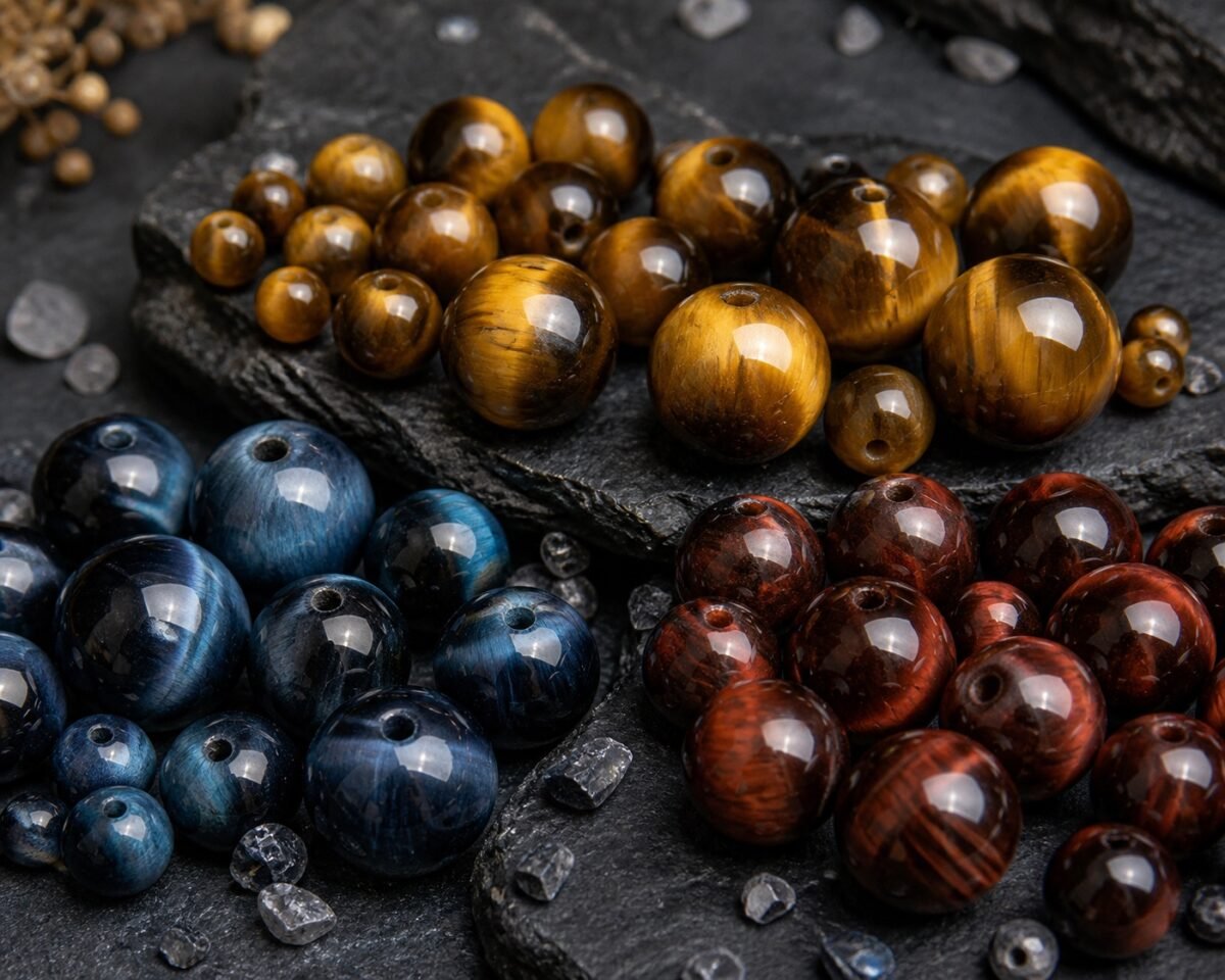 Premium Natural Tiger Eye Loose Beads for DIY Mala