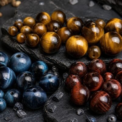 Premium Natural Tiger Eye Loose Beads for DIY Mala